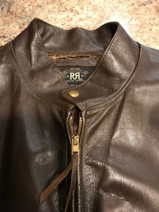 RRL Mens Cafe Racer Leather.  Rare item.  Dark brown Quilted lining.  XXL 4