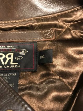 RRL Mens Cafe Racer Leather.  Rare item.  Dark brown Quilted lining.  XXL 5