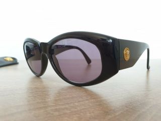 Vintage Gianni Versace Medusa Black Sunglasses Mod.  4v4 Col.  852bk Made In Italy