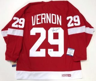 Mike Vernon Signed 1997 Cup Detroit Red Wings Ccm Vintage Jersey Psa