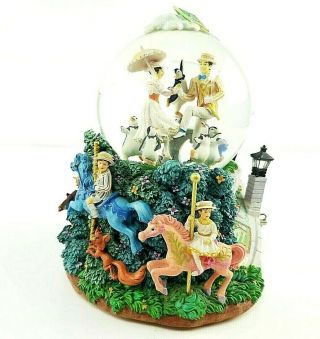 Vintage Disney Mary Poppins Musical Snow Globe " Lets Go Fly A Kite " Snowglobe