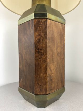 Vintage Mid Century Modern Brutalist Bronze & Burled Walnut 1977 Chapman Lamp 3