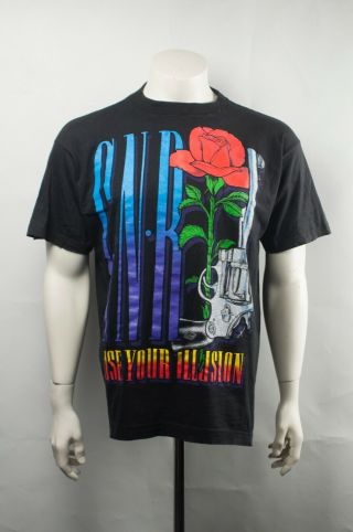 Vtg Guns N Roses Band Use Your Illusion Tour 91 - 92 T - Shirt Tee Size Xl Pistol