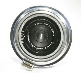 Rare Carl Zeiss Jena Tessar 2.  8cm F/8 Pancake Lens Contax Rangefinder Mount