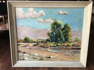 Vintage 1940s California Impressionist Desert Landscape Oil Painting Signed Gunn