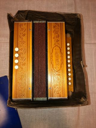 Vintage Hohner Wood Single Row Diatonic Button Squeeze Box Accordion Germany Box 12