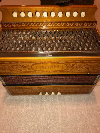 Vintage Hohner Wood Single Row Diatonic Button Squeeze Box Accordion Germany Box 3