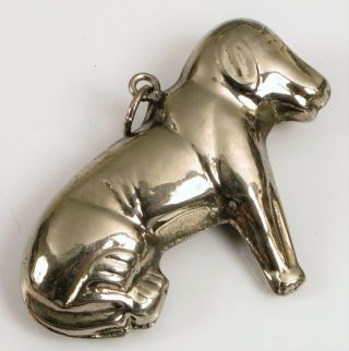 Vintage Sterling Silver 3d Dog Figure Necklace Pendant About 2.  25 " Fine Fashion