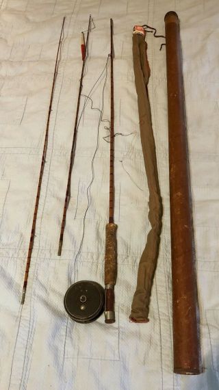 Vintage•south Bend• 290•3pc•bamboo Fly Rod• Cloth Jacket•case•ocean City Reel