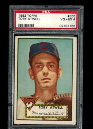 1952 Topps Toby Atwell 356 Chicago Cubs High Graded Psa 4 Vintage Card