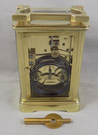 ANTIQUE FRENCH BRASS 8 DAY STRIKING CARRIAGE CLOCK - FULLY CLEANED & SERVICED 10