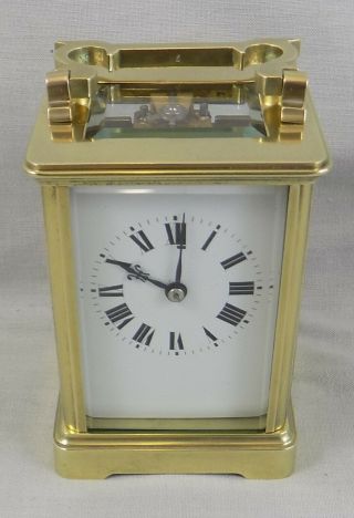 Antique French Brass 8 Day Striking Carriage Clock - Fully Cleaned & Serviced