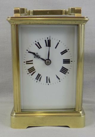 ANTIQUE FRENCH BRASS 8 DAY STRIKING CARRIAGE CLOCK - FULLY CLEANED & SERVICED 2