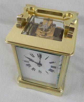ANTIQUE FRENCH BRASS 8 DAY STRIKING CARRIAGE CLOCK - FULLY CLEANED & SERVICED 4