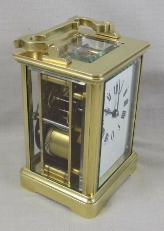 ANTIQUE FRENCH BRASS 8 DAY STRIKING CARRIAGE CLOCK - FULLY CLEANED & SERVICED 5