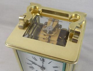 ANTIQUE FRENCH BRASS 8 DAY STRIKING CARRIAGE CLOCK - FULLY CLEANED & SERVICED 8