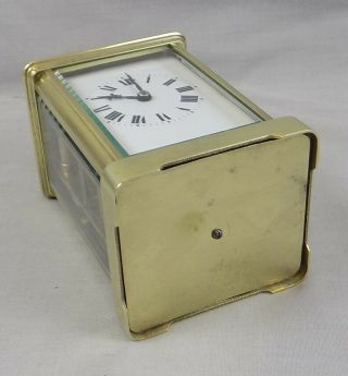 ANTIQUE FRENCH BRASS 8 DAY STRIKING CARRIAGE CLOCK - FULLY CLEANED & SERVICED 9