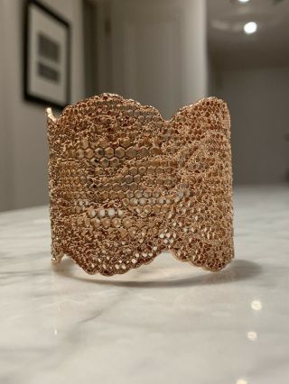 Aurelie Bidermann Vintage Lace Cuff Bracelet,  18k Rose Gold Plated