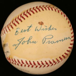 Johnny Pramesa (d.  1996) Reds Cubs Vintage Single Signed Baseball - Jsa