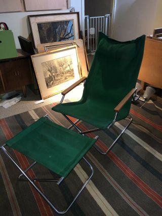Ny Mid Century Japanese Folding Z Chair&ottoman Takeshi Nii For Suekichi Uchida,