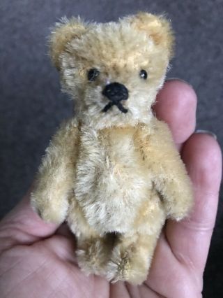 RARE VINTAGE C1950 Jointed Steiff 3.  5” Miniature Blonde Beige Mohair Bear Cute 2