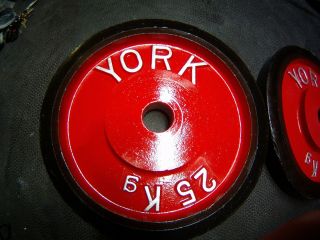 York Bumper Vintage Weight Plates - - Two 25 Kg (55 Lbs)