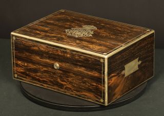 Large Antique Coromandel Jewellery Box With Viscountess Coronet & Bramah Lock