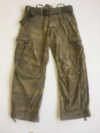 Abercrombie & Fitch Vintage Camouflage Camo Cargo Paratrooper Pants Sz L Mens