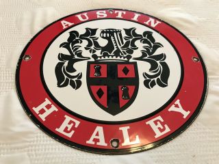 Vintage Austin Healey Porcelain Sign,  Service,  Gas,  Oil,  Dealership Sprite 3000