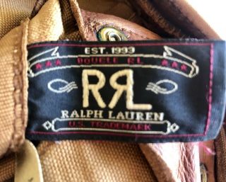 Vintage Ralph Lauren Leather & Canvas Drawstring Buckle Backpack 3