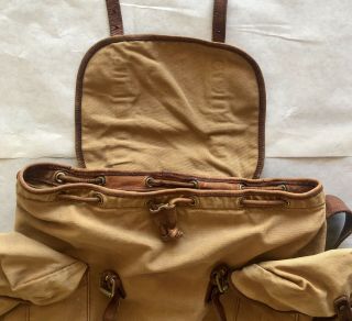 Vintage Ralph Lauren Leather & Canvas Drawstring Buckle Backpack 4