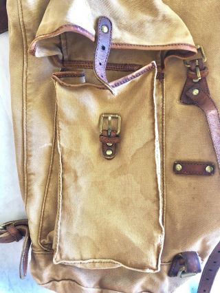 Vintage Ralph Lauren Leather & Canvas Drawstring Buckle Backpack 6