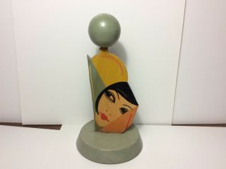 Vintage 1920’s - 30’s Figural Wooden Hand Painted Hat Stand Jazz Age Flapper