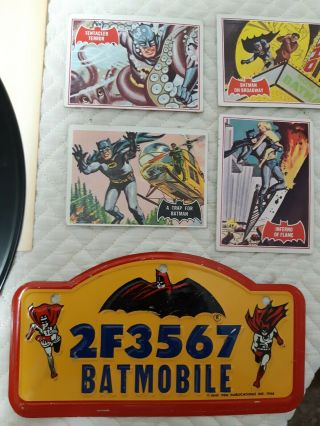 VINTAGE BATMAN 1966 RARE BAT CLUB MEMBER SET WITH EXTRA BIKE PLATE AND CARDS 2