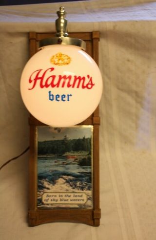 Vintage Hamms Beer Globe Light Lamp Sign Red Canoe Sconce Bar