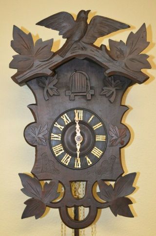 Antique German Black Forest Cuckoo Clock With It 