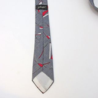 Atomic Print Tie Vtg Men ' s 1940s 1950s Strapps Necktie 40s 50s gray red narrow 2