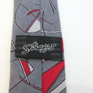 Atomic Print Tie Vtg Men ' s 1940s 1950s Strapps Necktie 40s 50s gray red narrow 3