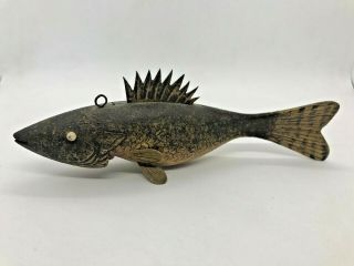 Vintage Carved 8 " Long Perch/ Walleye Ice Fishing Decoy - Well Realized