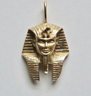 Vintage 3 - D 14k Gold Tutankhamun Egyptian Pharaoh King Tut Charm Pendant 6.  6g