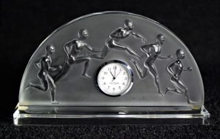 Lalique Crystal Clock Athletes Signed Very Rare