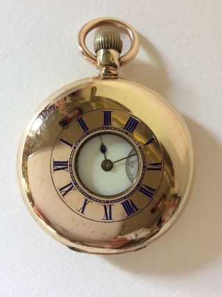 Vintage Gold Plated Half Hunter Pocket Watch