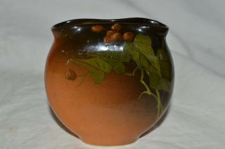 Antique 1898 Rookwood Cherry Leaf Pottery Katherine Hickman Vase 707 C 707c Rare