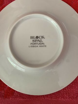 VINTAGE BLOCK SPAL - PORTUGAL LISBOA WHITE CUPS & SAUCERS SET OF 6 3