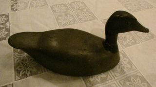 Vintage Black Duck Decoy By J Lyons Stamped And Branded Old Hunting Bird