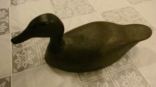 Vintage Black Duck Decoy by J Lyons stamped and branded old hunting bird 2
