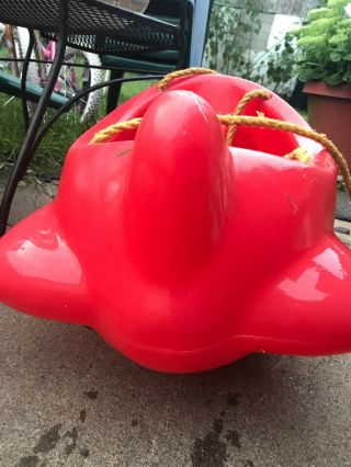 Vintage Little Tikes Red Airplane Bucket Swing Tree Porch 3