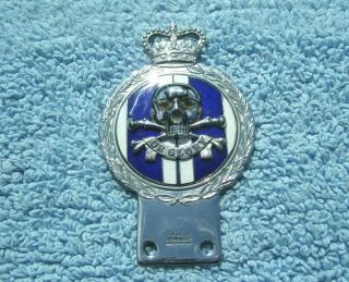 Vintage 1960s Skull & Crossbones Car Badge - 17th/21st Lancers Emblem Gaunt Rare