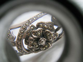 Gorgeous Vintage Sterling Silver Marcasite Bracelet Bangle