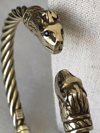 Vintage Itaor Italy Sterling Silver Lion Head Bangle Bracelet